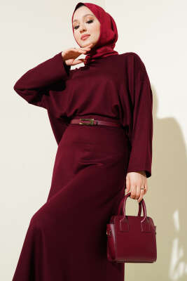 Loyşa Basic Tunik Etek İkili Takım Bordo - İkili Takım