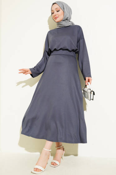 Loyşa Basic Tunik Etek İkili Takım Füme - İkili Takım