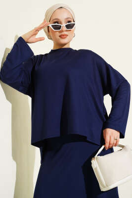 Loyşa Basic Tunik Etek İkili Takım Lacivert - İkili Takım