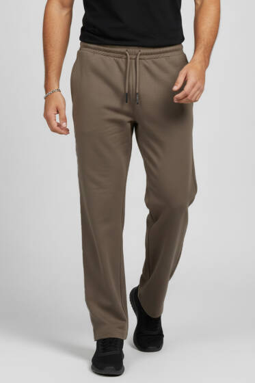 Loyşa Bel Bağcıklı Likralı Erkek Eşofman Altı Vizon - Erkek Eşofman Alt