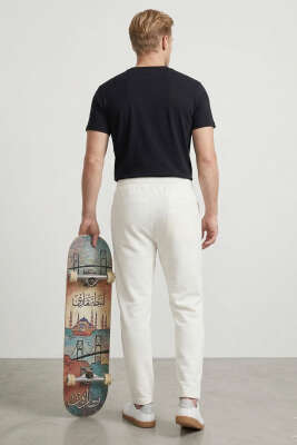 Loyşa Bel Bağcıklı Likralı Erkek Pantolon Ekru - Erkek Pantolon