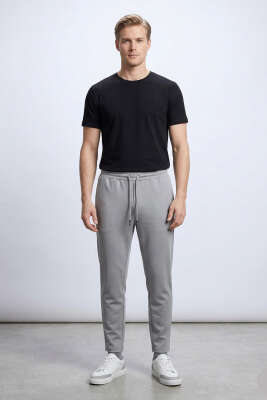 Loyşa Bel Bağcıklı Likralı Erkek Pantolon Koyu Gri - Erkek Pantolon