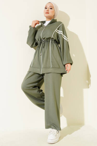 Loyşa Bel Tünelli Şeritli İkili Takım Çağla Yeşili - İkili Takım
