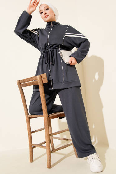 Loyşa Bel Tünelli Şeritli İkili Takım Füme - İkili Takım