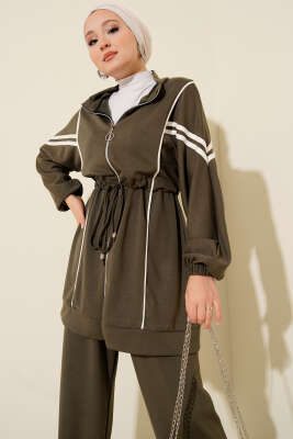 Loyşa Bel Tünelli Şeritli İkili Takım Haki - İkili Takım