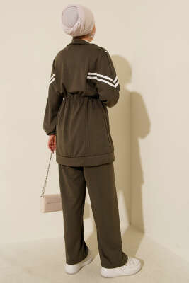 Loyşa Bel Tünelli Şeritli İkili Takım Haki - İkili Takım