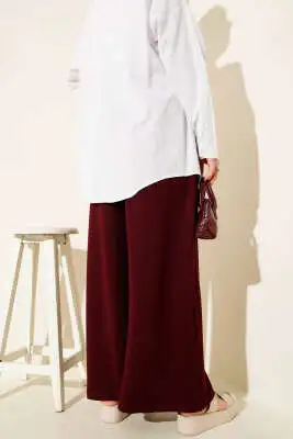 Loyşa Beli Lastikli Şalvar Pantolon Bordo - Pantolon