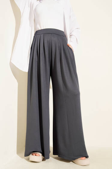 Loyşa Beli Lastikli Şalvar Pantolon Kayrak Grisi - Pantolon