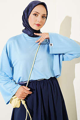 Loyşa Bilek Armalı Basic Bluz Bebe Mavi - ELFİDA TEKSTİL