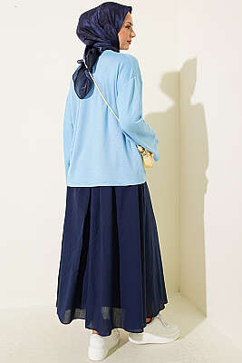 Loyşa Bilek Armalı Basic Bluz Bebe Mavi - Bluz
