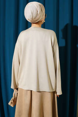 Loyşa Bilek Armalı Basic Bluz Bej - Yılın Fırsatı
