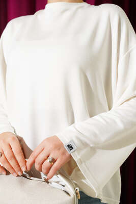 Loyşa Bilek Armalı Basic Bluz Ekru - Bluz