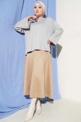 Loyşa Bilek Armalı Basic Bluz Gri - Yılın Fırsatı