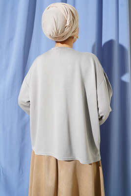 Loyşa Bilek Armalı Basic Bluz Gri - Yılın Fırsatı