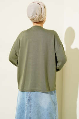Loyşa Bilek Armalı Basic Bluz Haki - Bluz