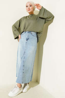 Loyşa Bilek Armalı Basic Bluz Haki - Yılın Fırsatı