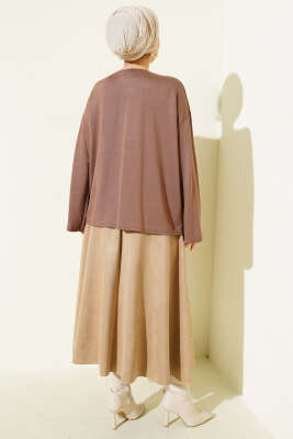 Loyşa Bilek Armalı Basic Bluz Kahve - Yılın Fırsatı