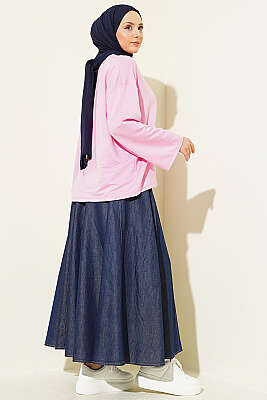 Loyşa Bilek Armalı Basic Bluz Pembe - Bluz