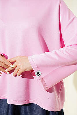 Loyşa Bilek Armalı Basic Bluz Pembe - Bluz