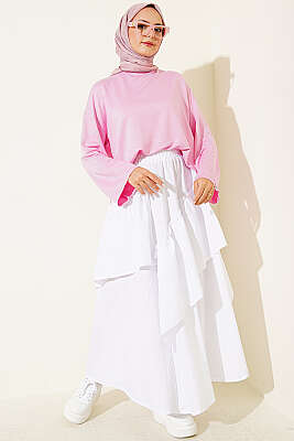 Loyşa Bilek Armalı Basic Bluz Pembe - Bluz