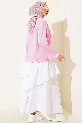 Loyşa Bilek Armalı Basic Bluz Pembe - Bluz