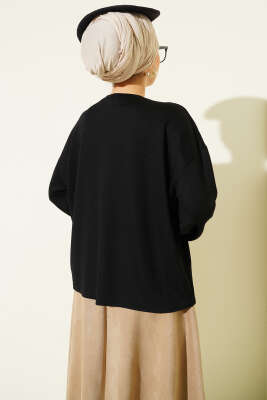 Loyşa Bilek Armalı Basic Bluz Siyah - Bluz