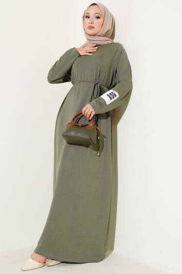 Loyşa Bilek Armalı Kuşaklı Elbise Çağla Yeşili - Elbise