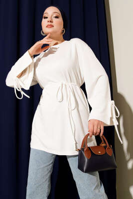 Loyşa Bilek İp Bağlamalı Tunik Ekru 