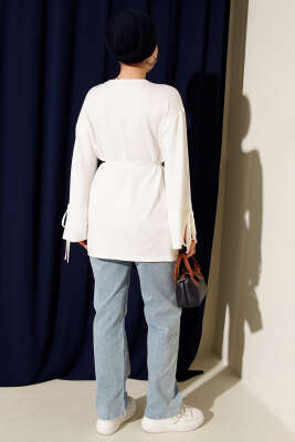 Loyşa Bilek İp Bağlamalı Tunik Ekru - Yılın Fırsatı