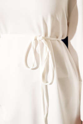 Loyşa Bilek İp Bağlamalı Tunik Ekru - Yılın Fırsatı