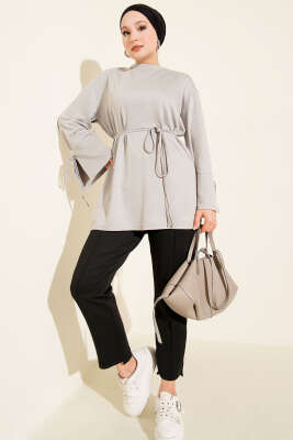 Loyşa Bilek İp Bağlamalı Tunik Gri - Yılın Fırsatı