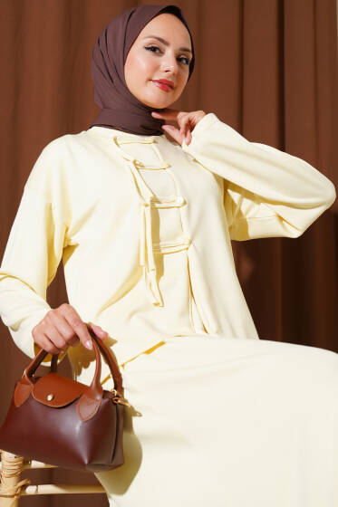 Loyşa Brit Düğmeli Etekli İkili Takım Sarı - İkili Takım