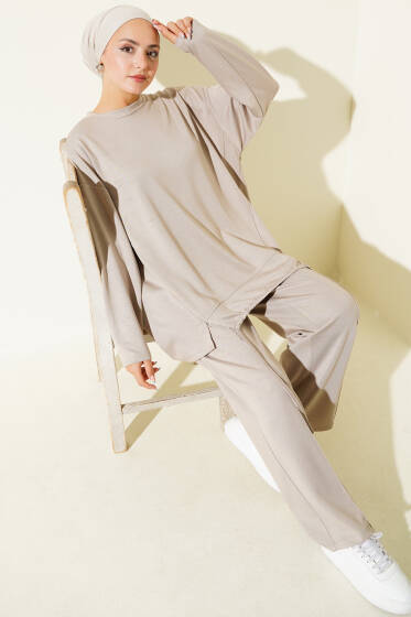 Loyşa Büzgü Detaylı Basic İkili Takım Taş - İkili Takım