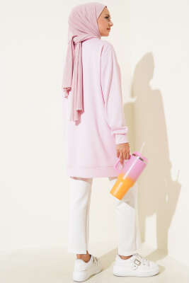 Loyşa Çiçekli Taşlı Tunik Pembe - Tunik