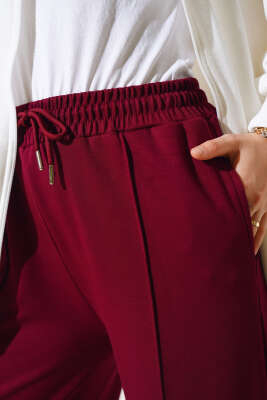 Loyşa Çımalı Geniş Paça Pantolon Bordo - 300-500 TL Ürünler