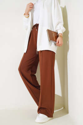 Loyşa Çımalı Geniş Paça Pantolon Kahve - 300-500 TL Ürünler