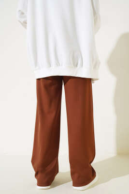 Loyşa Çımalı Geniş Paça Pantolon Kahve - 300-500 TL Ürünler