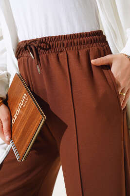 Loyşa Çımalı Geniş Paça Pantolon Kahve - 300-500 TL Ürünler