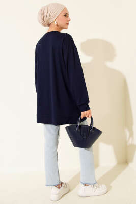Loyşa Coco Yazı Süslemeli Tunik Lacivert - 300-500 TL Ürünler