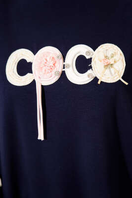 Loyşa Coco Yazı Süslemeli Tunik Lacivert - 300-500 TL Ürünler