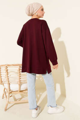 Loyşa Coco Yazı Süslemeli Tunik Mürdüm - 300-500 TL Ürünler