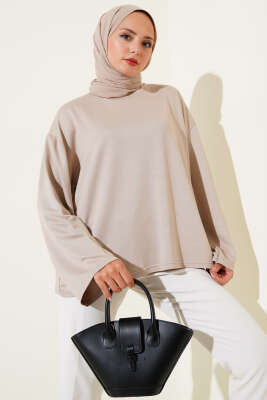 Loyşa Düşük Omuz Basic Tunik Bej 