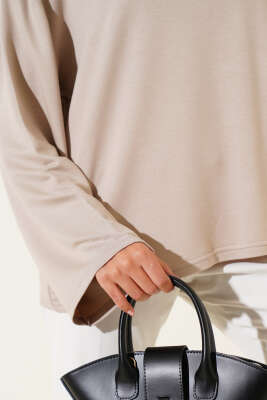 Loyşa Düşük Omuz Basic Tunik Bej - Tunik