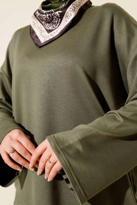 Loyşa Düşük Omuz Basic Tunik Haki - Tunik