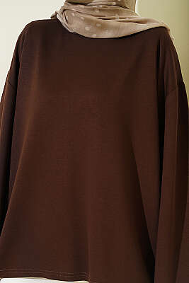 Loyşa Düşük Omuz Basic Tunik Kahve - 100-300 TL Ürünler