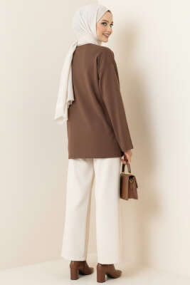 Loyşa Düşük Omuz Basic Tunik Kahve - Tunik