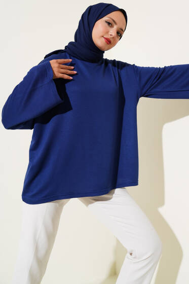 Loyşa Düşük Omuz Basic Tunik Lacivert - Tunik