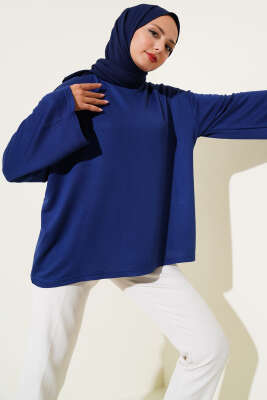 Loyşa Düşük Omuz Basic Tunik Lacivert - SAS