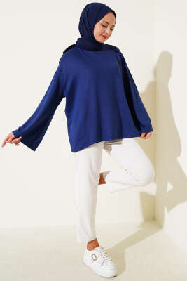 Loyşa Düşük Omuz Basic Tunik Lacivert - Yılın Fırsatı