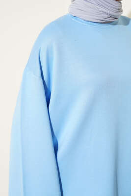 Loyşa Düşük Omuz Basic Tunik Mavi - Tunik
